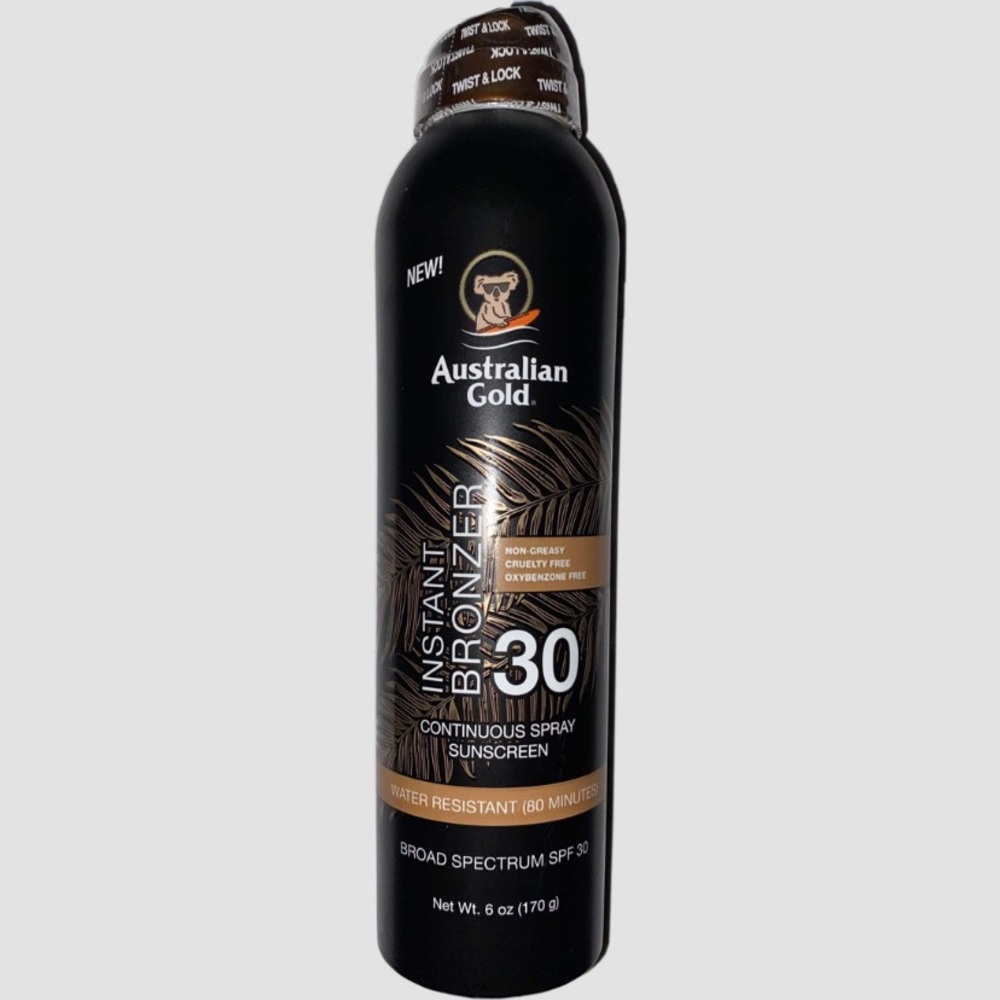 Australian Gold Instant Bronzer SPF 30 Continuous Sunscreen Spray 6 oz EXP 10/23